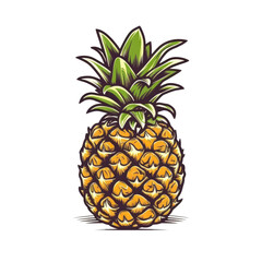 Logo Pineapple on Isolated Tansparent Background, png. Generative AI
