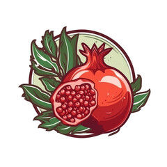 Logo Pomegranate on Isolated Tansparent Background, png. Generative AI