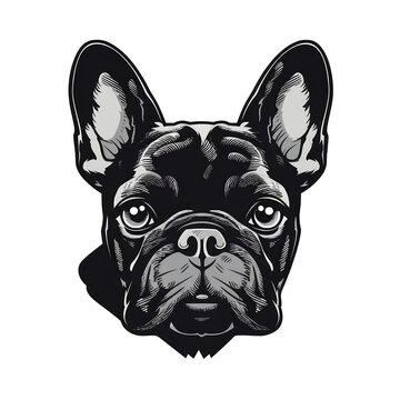 Logo French Bulldog Dog on Isolated Tansparent Background, png. Generative AI