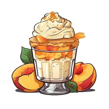 Logo Peach Cobbler On Isolated Tansparent Background, Png. Generative AI