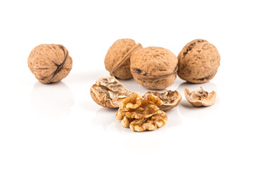 Walnut nut on white