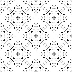 Vector geometric seamless pattern. Minimal ornamental background with abstract shapes. Black and white texture. Simple abstract ornament background. Dark repeat design for decor, fabric, cloth.