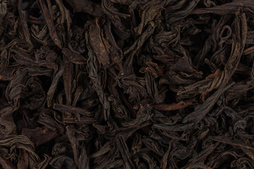 Black tea leaves close up