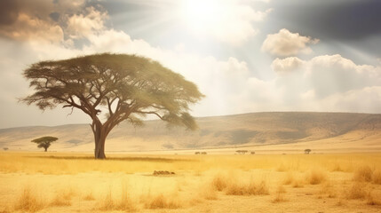 Fototapeta na wymiar Dreamy African Landscape Panorama