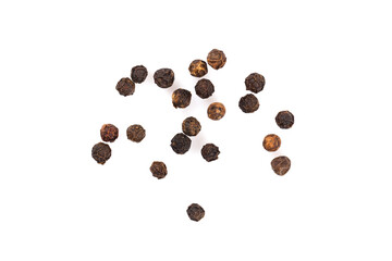 Black pepper seeds on white