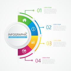 Infographic design template with icons and 4 options or steps for presentations banner, workflow layout, process diagram, flow chart, info graph. Vector Infographics for business concept.