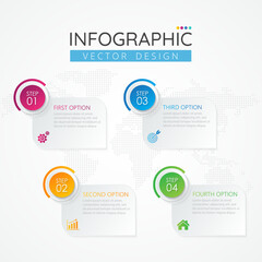 Business Infographic design template with icons and 4 options or steps. Abstract elements of graph, diagram, parts or processes. Vector template for presentation.