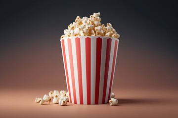 Striped popcorn box on studio background,generative Ai