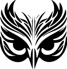 ﻿Tattoo of an owl in black and white with Polynesian designs.