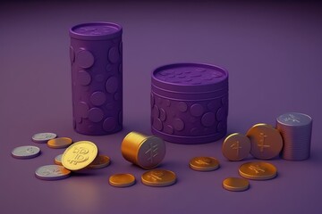 Coins on a purple background