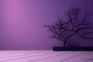 Original dark purple tones background image in minimalistic design with interesting light glare. Background for the presentation of various products.