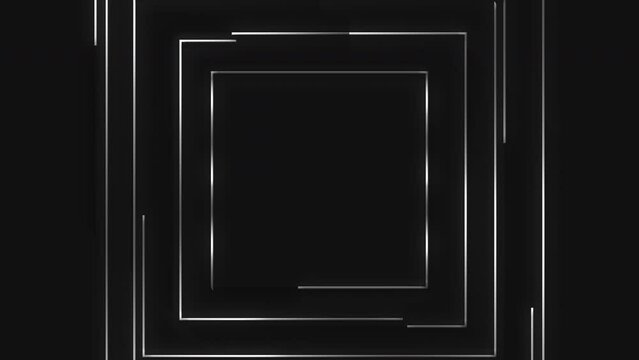 abstract black background with square shapes in elegant lines looping animation