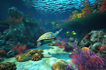 Fototapeta na wymiar green sea turtle , ai generated