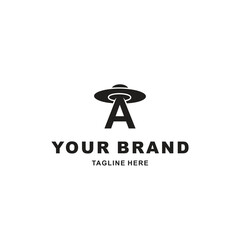 letter A logo and flying saucer