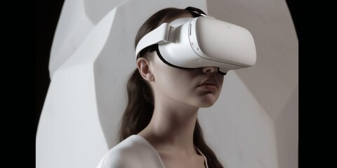A woman wearing VR headset