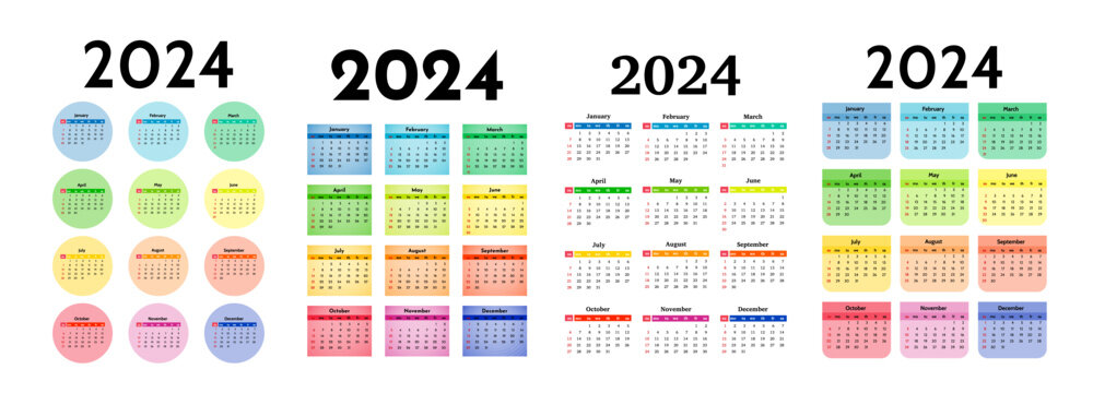 Calendar for 2024 isolated on a white background