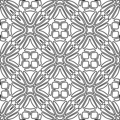 Stylish texture with figures from lines.Abstract geometric black and white pattern for web page, textures, card, poster, fabric, textile. Monochrome graphic repeating design. 