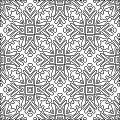 Stylish texture with figures from lines.Abstract geometric black and white pattern for web page, textures, card, poster, fabric, textile. Monochrome graphic repeating design. 