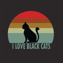 I loves black cats tshirt design