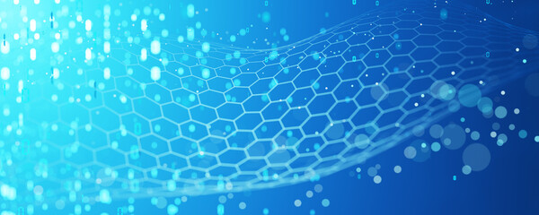 Fototapeta premium Data background. Big data. Wide banner. Blockchain technology. Network structure background. Artificial Intelligence. Machine learning. 3d render.