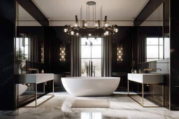 Fototapeta na wymiar Modern luxury bathroom render