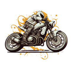 A Man Riding on Fashion Motocross Motorcycle Abstract Circle Background, Best Use for Sticker.
