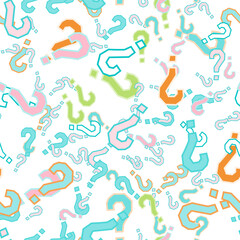 Quiz seamless pattern. Question marks, doubt, faq