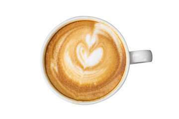Top View of Late Coffee on White Background
