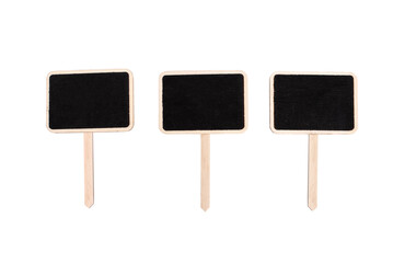 Chalkboard labels for plants. Gardening, preparing plants for vegetable garden. Isolated on transparent background.