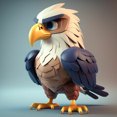 3d bald eagle cartoon ai genrative 