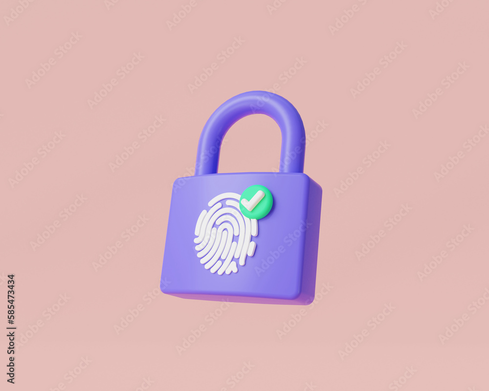 Poster padlock with fingerprint icon. security concept. data protection and privacy, authentication by fing