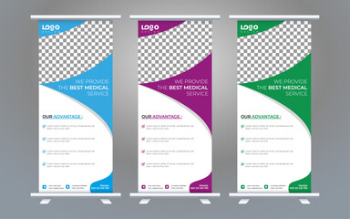Roll-up banner stand template, stand design, banner template, Yellow banner, advertisement, flyer design,vector illustration