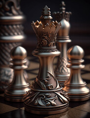 Chess piece on chessboard, competition success and strategy game play, design created with Generative Ai
- 585474015