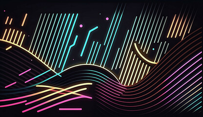 retro neon light lines background new quality stock image illustration desktop wallpaper design, Generative AI