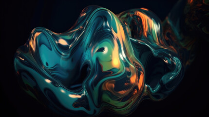 Blobby molten glass abstract background by generative AI