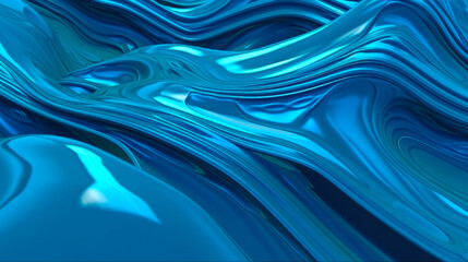 Wavy blue molten glass abstract background by generative AI