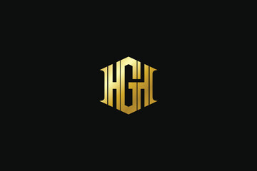 HGH  letter with golden typography minimal brand logo design, hgh lettering, hgh golden icon, hg icon 