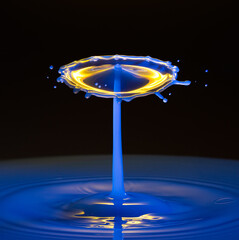 Blue and Yellow Water Drop Collision