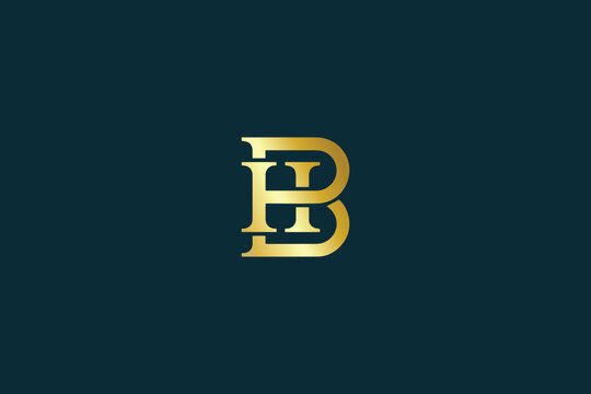 BH letter with golden typography brand logo design, bh golden icon, bh lettering, hb elegant logo, hb logo design