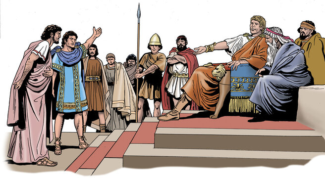 Ancient Rome - The Tarentine ambassadors and leaders of the pro-war party ask Pyrrhus for help to fight against Rome
