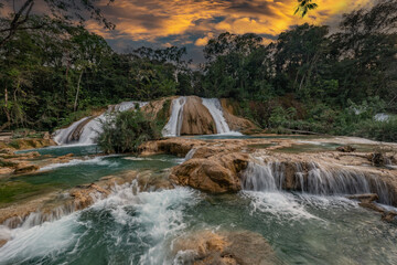 The Agua Azul waterfalls, a series of cascades of varying heights and widths, get their name from...