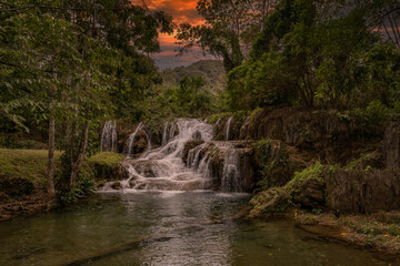 Fototapeta na wymiar beautiful Mexican cascading waterfalls.