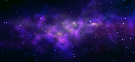 Fototapeta na wymiar Space background with realistic nebula and shining stars. Magic colorful galaxy with stardust
