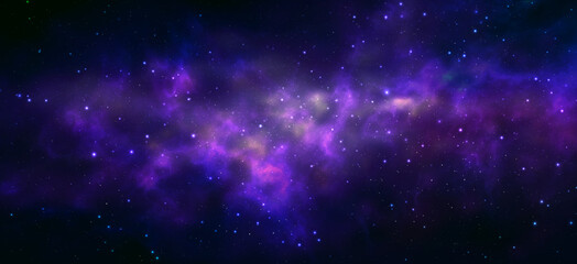 Space background with realistic nebula and shining stars. Magic colorful galaxy with stardust
