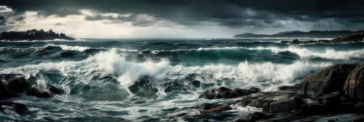 Riding the Storm: Dramatic Ocean Waves and Clouds