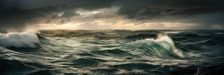 Riding the Storm: Dramatic Ocean Waves and Clouds