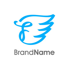 Initial F Ribbon Wing Logo