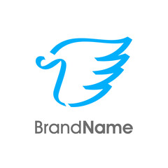 Initial I Ribbon Wing Logo