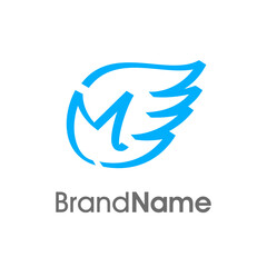 Initial M Ribbon Wing Logo