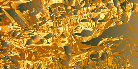 Golden foil. Imitation of crumpled gold foil. Creative gold background. Vector illustration